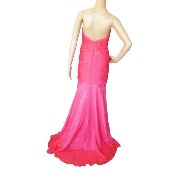 Jovani Women Pink Rhinestone Ruched Strapless Sweetheart Neck Mermaid Dress 6 - Picture 6 of 8